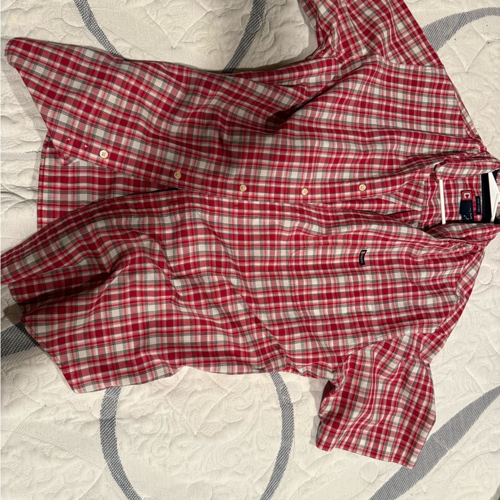 Chaps Red and White Plaid Shirt